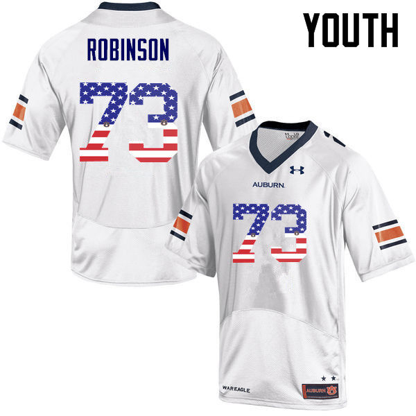 Auburn Tigers Youth Greg Robinson #73 White Under Armour Stitched College USA Flag Fashion NCAA Authentic Football Jersey DRK8374GZ